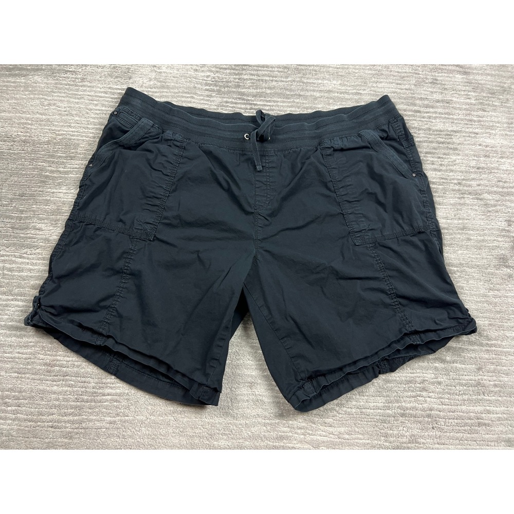 Avenue Shorts Womens 24 Black Cotton Stretch Elastic Waist Drawstring Utility